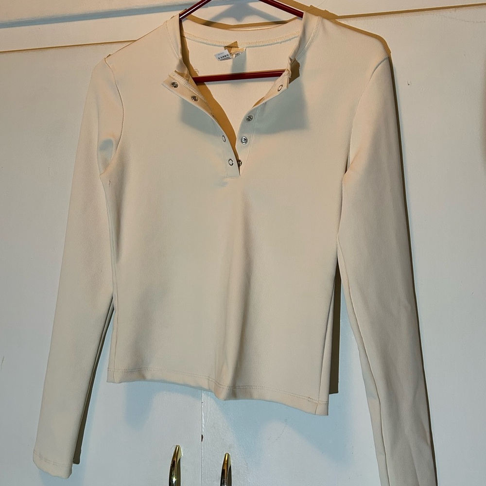 90 Degree By Reflex Cream Button Down Shirt